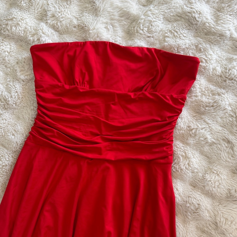 Thatssofetch Chic Strapless Red Dress - image 4